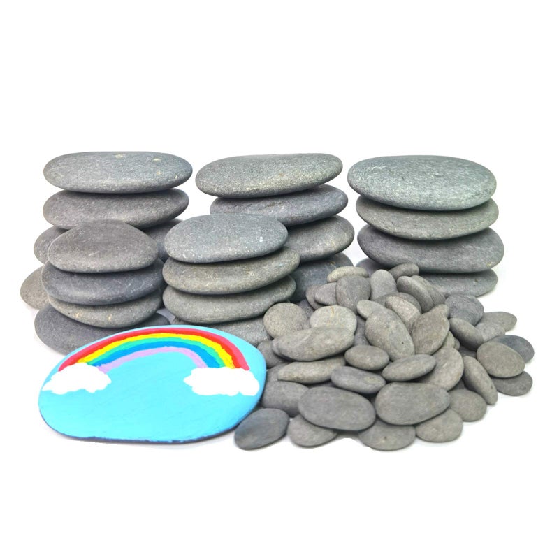 lifetop 120PCS Painting Rocks  DIY Rocks Flat & Smooth Kindness Rocks for Arts  Crafts  Decoration  Medium/Small/Tiny Rocks for Painting Hand Picked for Painting Rocks - Image 1
